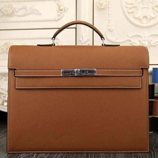 Replica Knockoff Hermes Brown Kelly Depeche 38cm Briefcase Bag