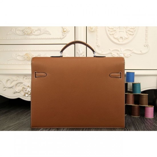 Replica Knockoff Hermes Brown Kelly Depeche 38cm Briefcase Bag