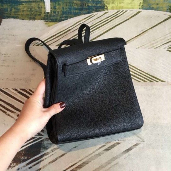 Copy Hermes Black Clemence Kelly Ado PM Backpack