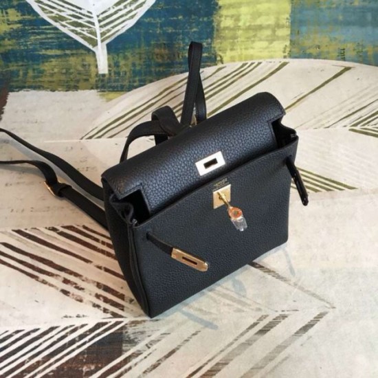 Copy Hermes Black Clemence Kelly Ado PM Backpack