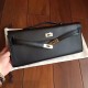 High Quality Imitation Hermes Black Epsom Kelly Cut Clutch Handmade Bag Replica 