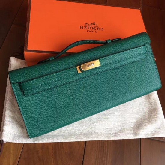 Knockoff Hermes Malachite Epsom Kelly Cut Clutch Handmade Bag