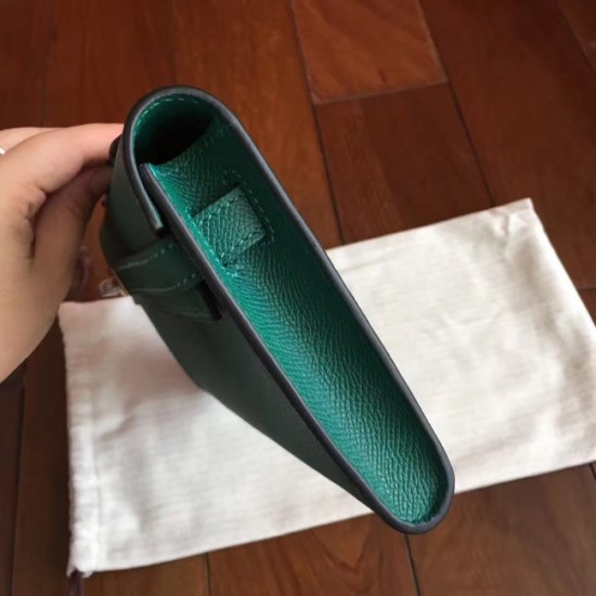 Knockoff Hermes Malachite Epsom Kelly Cut Clutch Handmade Bag