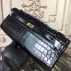 Knockoff Luxury Hermes Black Crocodile Kelly Cut Clutch Bag