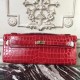 Fashion Hermes Red Crocodile Kelly Cut Clutch Bag