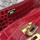 Fashion Hermes Red Crocodile Kelly Cut Clutch Bag