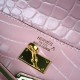 High Quality High Quality Hermes Pink Crocodile Kelly Cut Clutch Bag