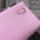 High Quality High Quality Hermes Pink Crocodile Kelly Cut Clutch Bag