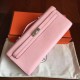 Imitation Hermes Rose Dragee Swift Kelly Cut Clutch Handmade Bag