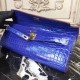 Imitation Hermes Blue Electric Crocodile Kelly Cut Clutch Bag