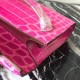 First-class Quality Hermes Rose Red Crocodile Kelly Cut Clutch Bag