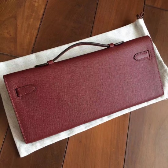 Replica Hermes Bordeaux Epsom Kelly Cut Clutch Handmade Bag