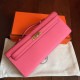 Fake High Quality Knockoff Hermes Rose Lipstick Epsom Kelly Cut Clutch Handmade Bag