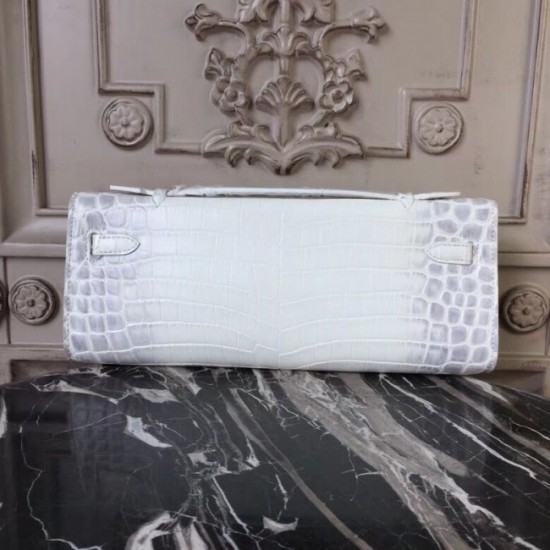 Top Quality Hermes Himalaya Crocodile Kelly Cut Clutch Bag