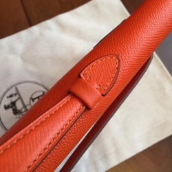 Hermes Orange Epsom Kelly Cut Clutch Handmade Bag