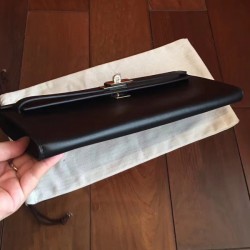 High Imitation Designer Replica Hermes Black Swift Kelly Cut Clutch Handmade Bag