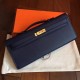 Copy Luxury Imitation Hermes Sapphire Epsom Kelly Cut Clutch Handmade Bag