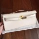 Hermes White Epsom Kelly Cut Clutch Handmade Bag HJ00389