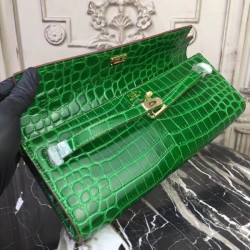 High Quality Copy Hermes Bambou Crocodile Kelly Cut Clutch Bag