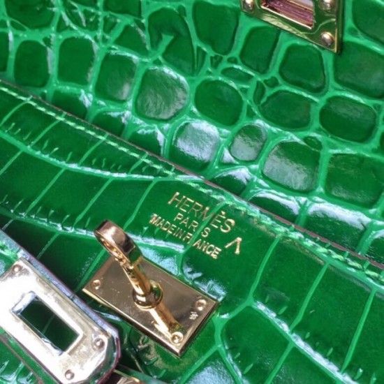 High Quality Copy Hermes Bambou Crocodile Kelly Cut Clutch Bag