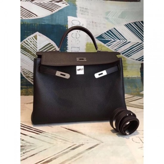 Top Copy Hermes Cafe Clemence Kelly 35cm Handmade Bag 