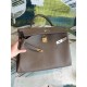 Replica Designer Fake Hermes Taupe Clemence Kelly 35cm Handmade Bag