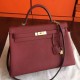 Imitation Hermes Bordeaux Clemence Kelly 35cm Handmade Bag