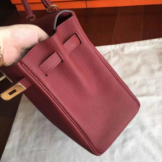 Imitation Hermes Bordeaux Clemence Kelly 35cm Handmade Bag