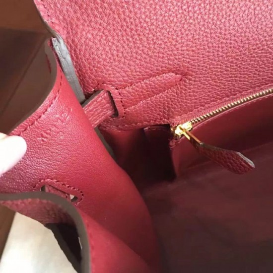 Imitation Hermes Bordeaux Clemence Kelly 35cm Handmade Bag