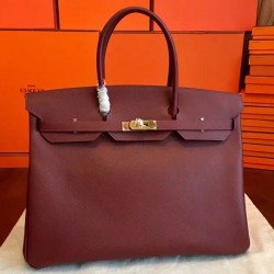 Hermes Bordeaux Epsom Birkin 40cm Handmade Bag Replica