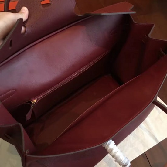 Hermes Bordeaux Epsom Birkin 40cm Handmade Bag Replica