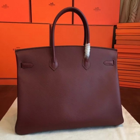 Hermes Bordeaux Epsom Birkin 40cm Handmade Bag Replica