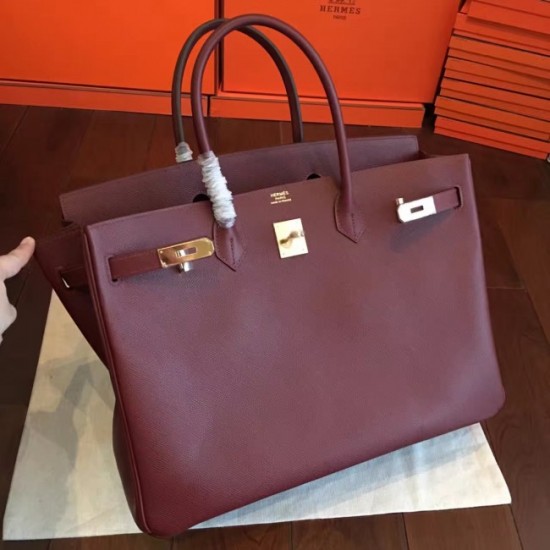 Hermes Bordeaux Epsom Birkin 40cm Handmade Bag Replica