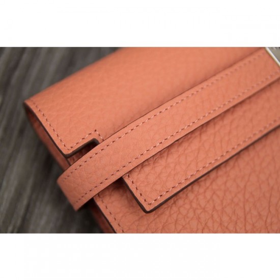 Cheap Hermes Kelly Longue Wallet In Crevette Clemence Leather 