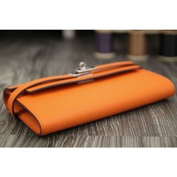 Copy High End Hermes Kelly Longue Wallet In Orange Epsom Leather 