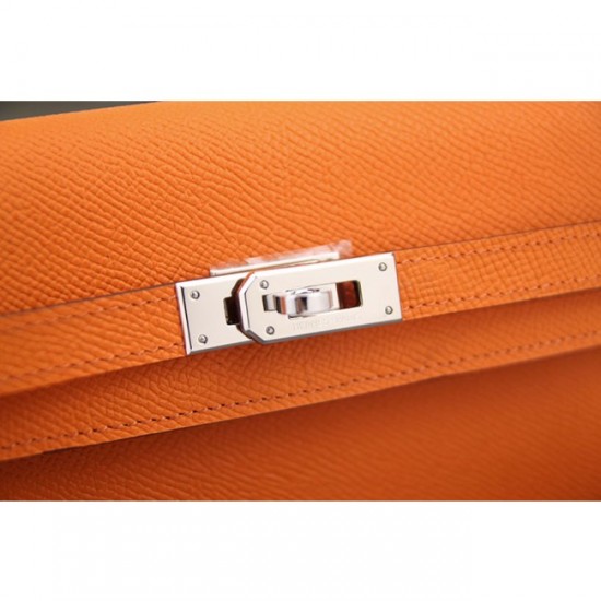 Copy High End Hermes Kelly Longue Wallet In Orange Epsom Leather 