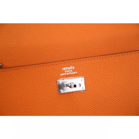 Copy High End Hermes Kelly Longue Wallet In Orange Epsom Leather 