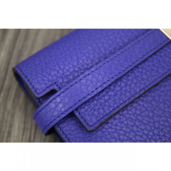 AAA Replica Top Fake Hermes Kelly Longue Wallet In Electric Blue Clemence Leather