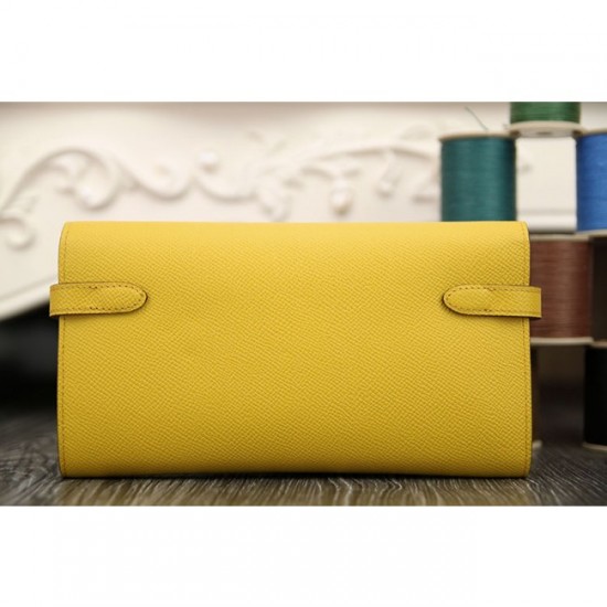 Hermes Kelly Longue Wallet In Yellow Epsom Leather