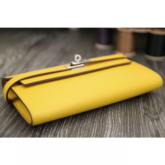 Hermes Kelly Longue Wallet In Yellow Epsom Leather