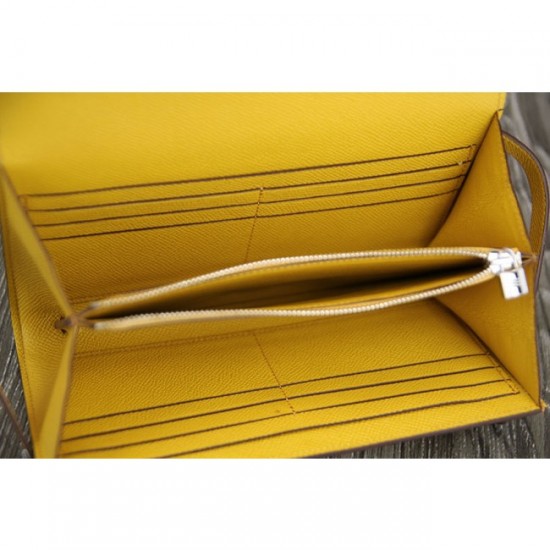 Hermes Kelly Longue Wallet In Yellow Epsom Leather