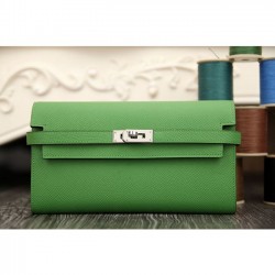 1:1 Hermes Kelly Longue Wallet In Bamboo Epsom Leather