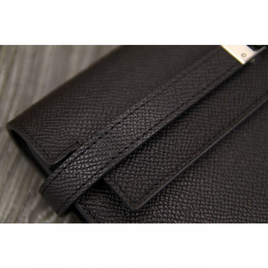 AAA Discount Hermes Kelly Longue Wallet In Black Epsom Leather