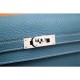 Copy Luxury Replica Hermes Kelly Longue Wallet In Jean Blue Clemence Leather