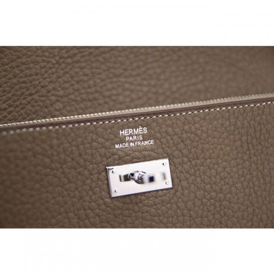 Imitation Top Hermes Kelly Longue Wallet In Etoupe Clemence Leather