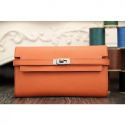 Hermes Kelly Longue Wallet In Crevette Epsom Leather Replica