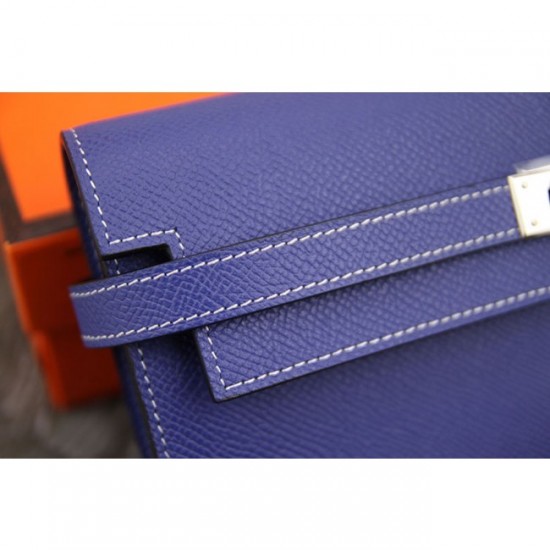 Imitation High Quality Hermes Kelly Longue Wallet In Electric Blue Epsom Leather