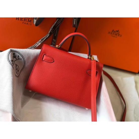 Hermes Kelly Mini II Bag In Rouge Casaque Epsom Leather