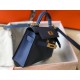 Hermes Kelly Mini II Bag In Blue Agate Epsom Leather