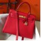 Hermes Kelly 28cm Retourne Bag In Red Clemence Leather